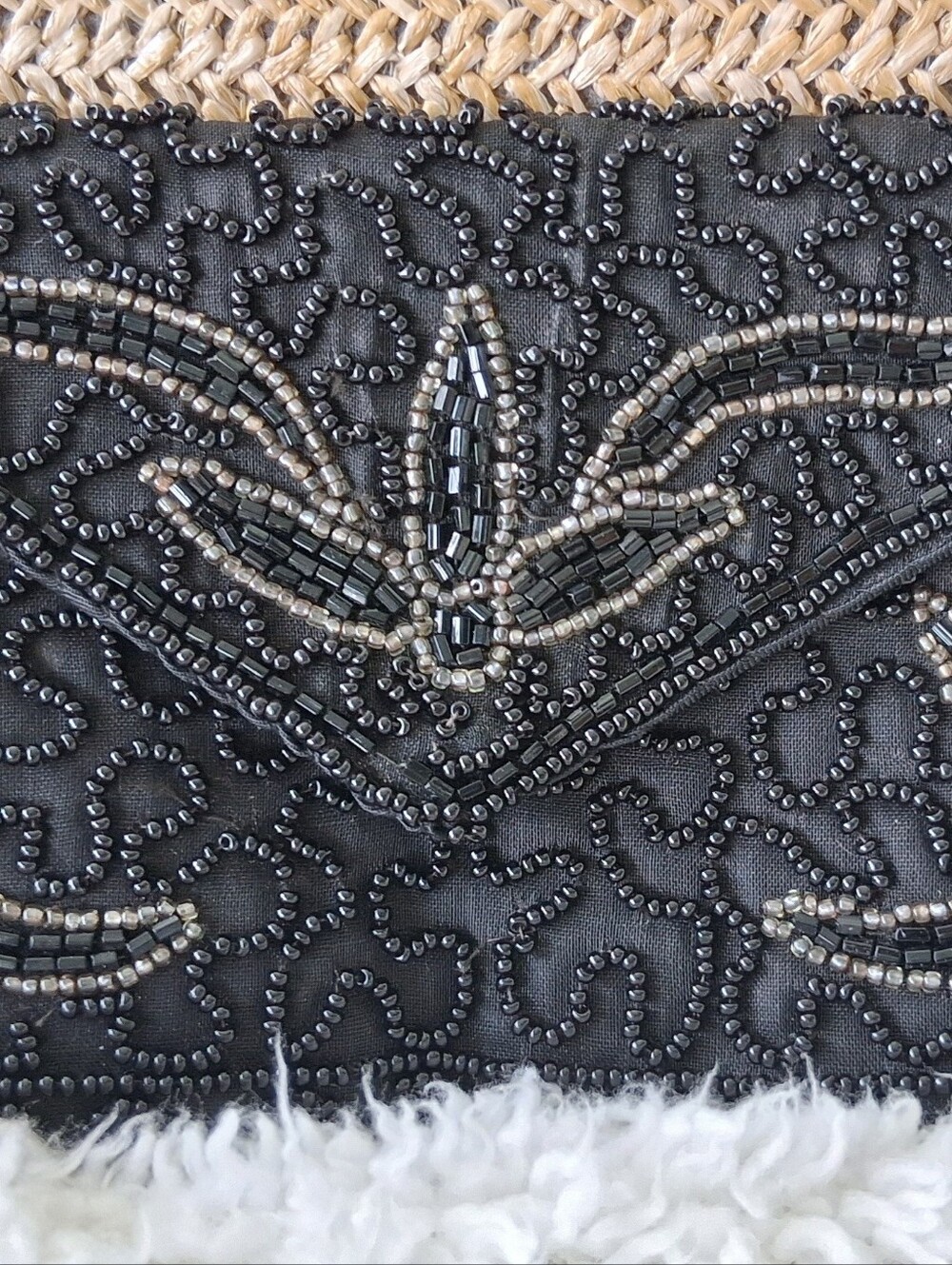 Mid Century Walborg Beaded Black Evening Clutch